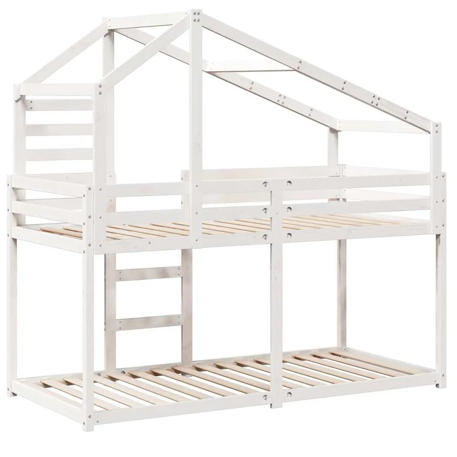 Lit superposé sans matelas blanc 75x190 cm bois de pin massif - 6