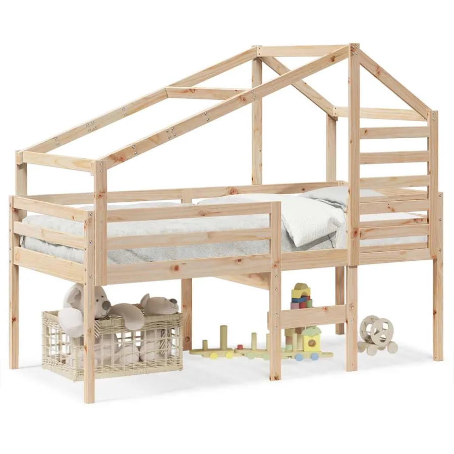 Lit haut sans matelas 90x200 cm bois de pin massif - 2
