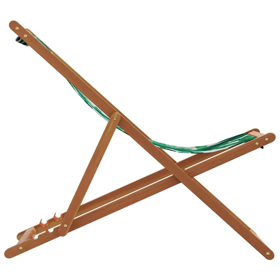 Chaise pliable plage motif de feuilles bois d'eucalyptus/tissu - 5