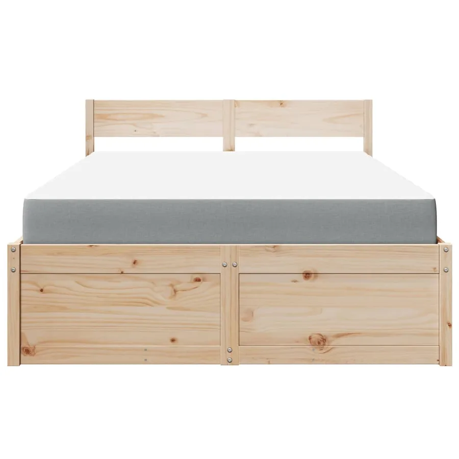 Lit avec tiroirs et matelas 120x190 cm bois massif de pin - 4