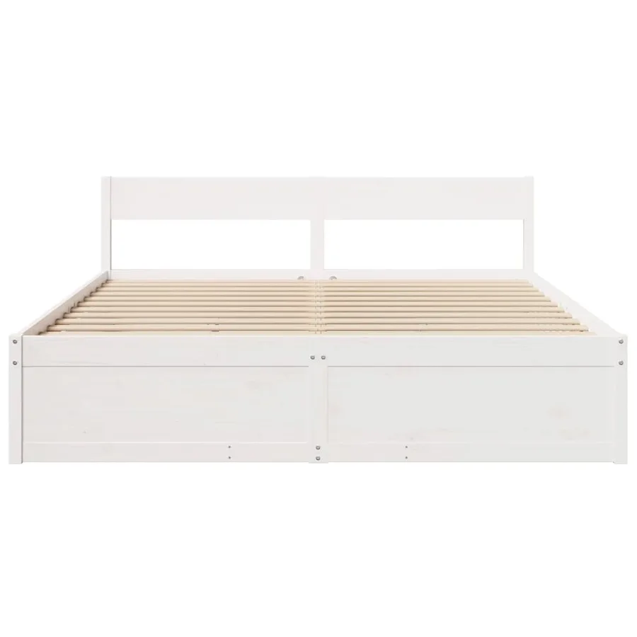 Cadre de lit sans matelas blanc 200x200 cm bois massif de pin - 4