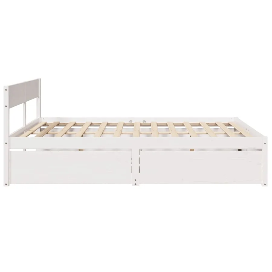Cadre de lit sans matelas blanc 200x200 cm bois massif de pin - 5