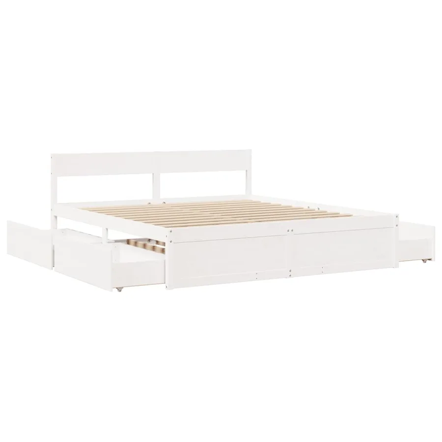 Cadre de lit sans matelas blanc 200x200 cm bois massif de pin - 7