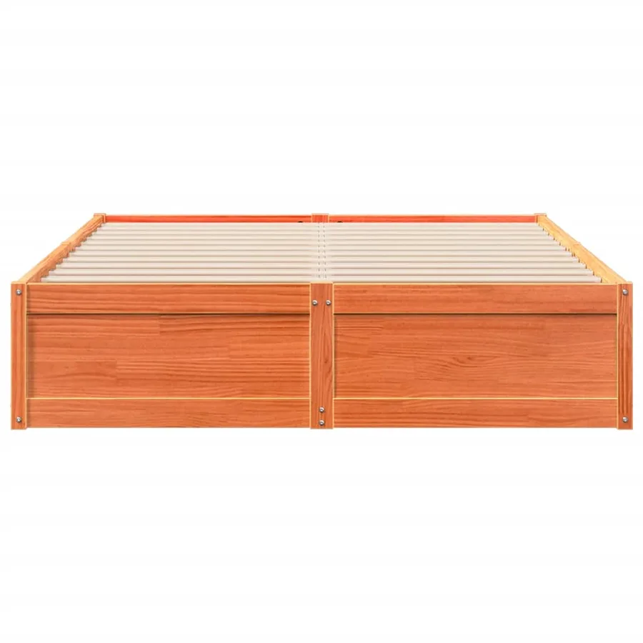 Cadre de lit sans matelas cire marron 140x200cm bois pin massif - 4