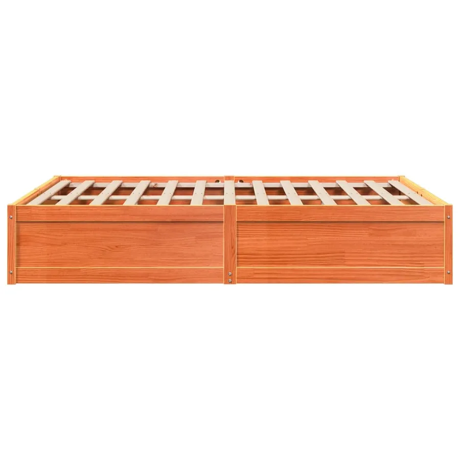 Cadre de lit sans matelas cire marron 140x200cm bois pin massif - 5