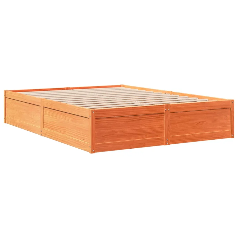 Cadre de lit sans matelas cire marron 140x200cm bois pin massif - 6