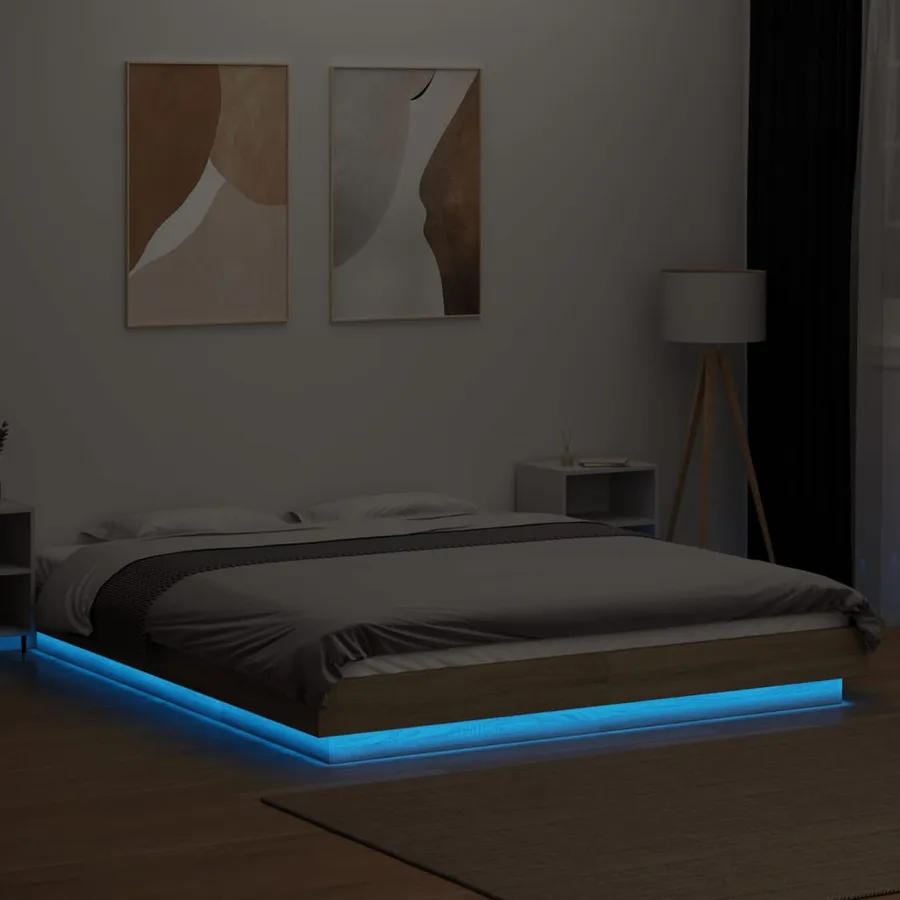 Cadre de lit avec lumières LED sans matelas 150x200 cm - 4