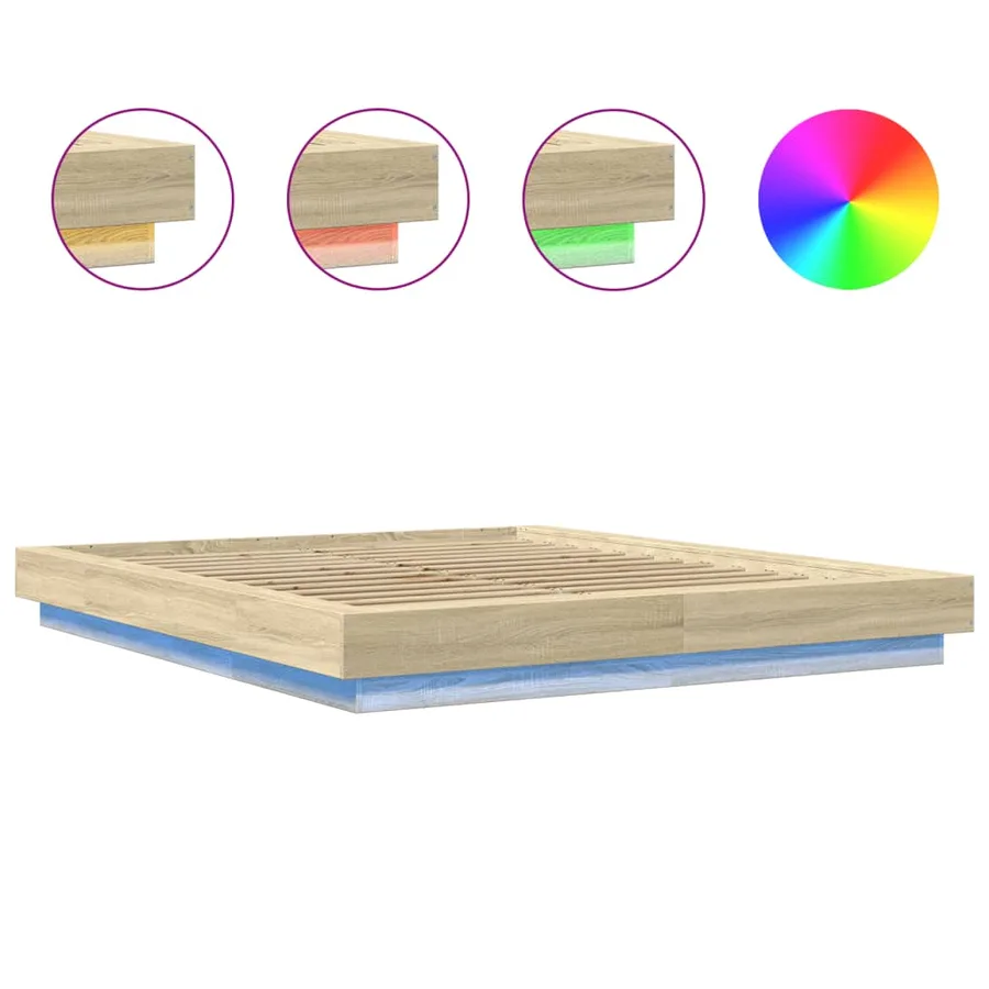 Cadre de lit avec lumières LED sans matelas 150x200 cm - 8
