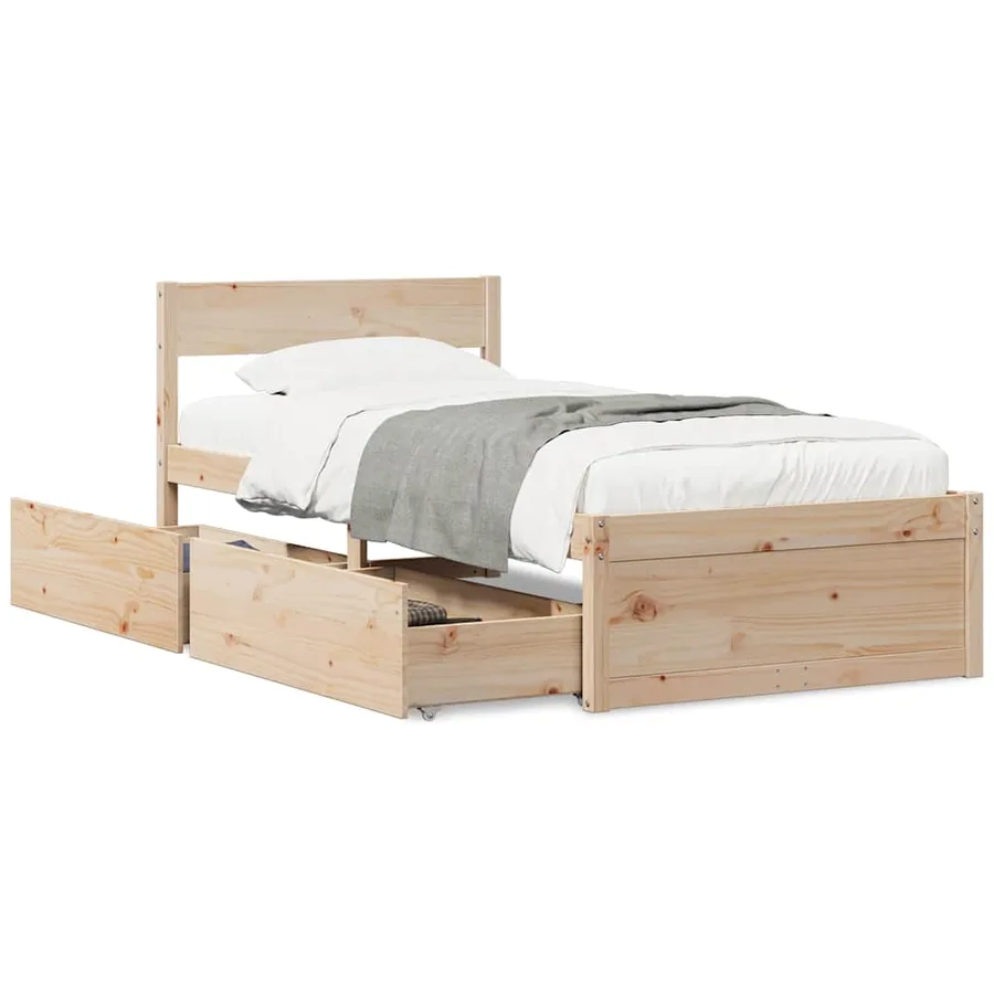 Cadre de lit sans matelas 75x190 cm bois de pin massif - 2