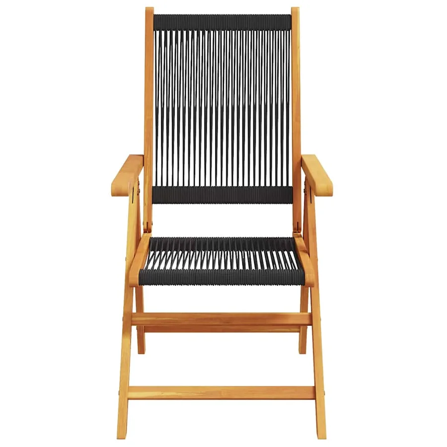 Chaises inclinables de jardin lot de 6 noir bois massif acacia - 4