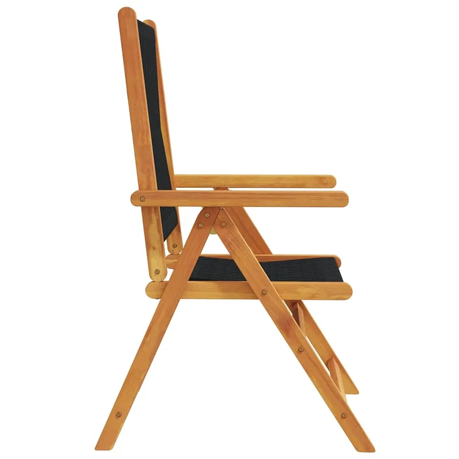 Chaises inclinables de jardin lot de 6 noir bois massif acacia - 5