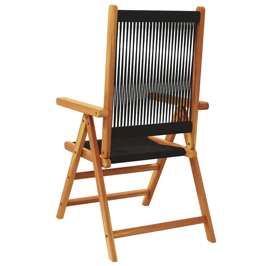 Chaises inclinables de jardin lot de 6 noir bois massif acacia - 6