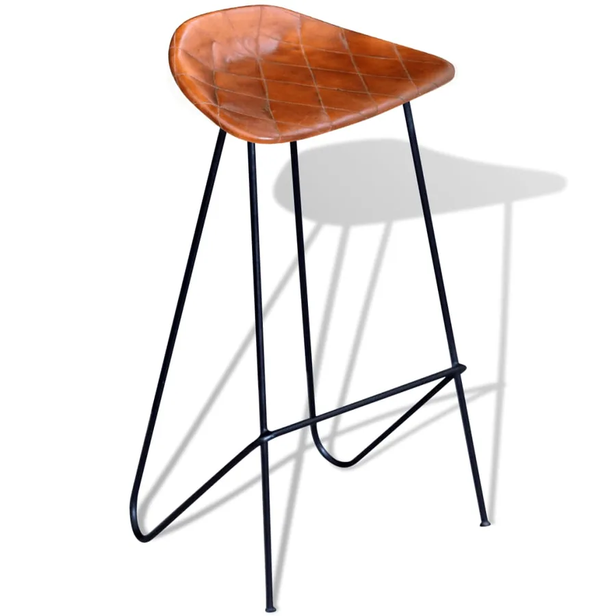 Ensemble de bar 7 pcs Bois de récupération et cuir véritable - 14