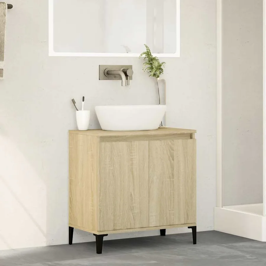 Meuble d'évier chêne sonoma 58x33x60 cm bois d'ingénierie - 3