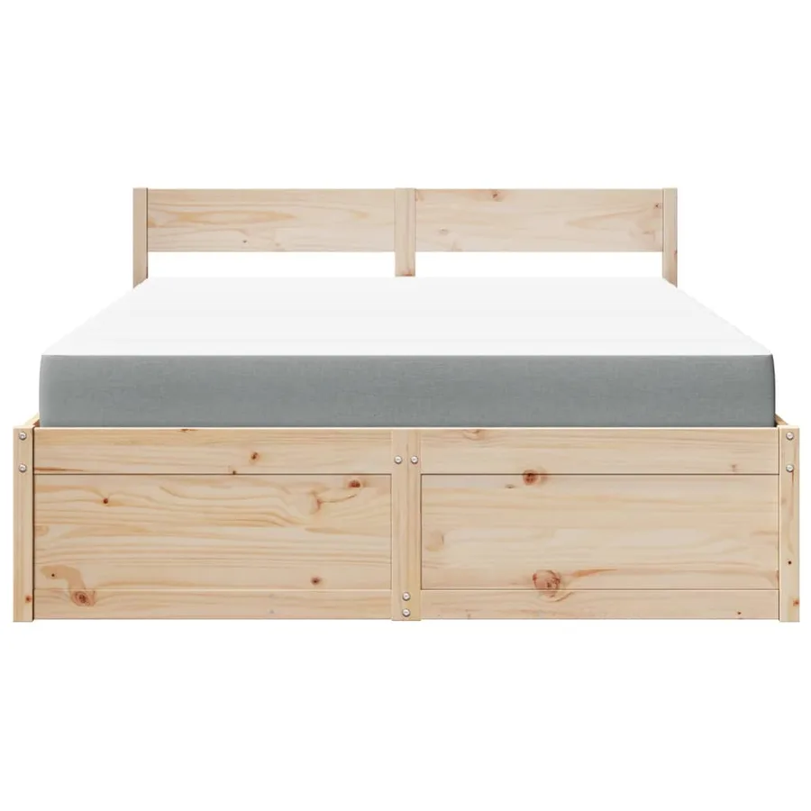 Lit avec tiroirs et matelas 140x200 cm bois massif de pin - 4