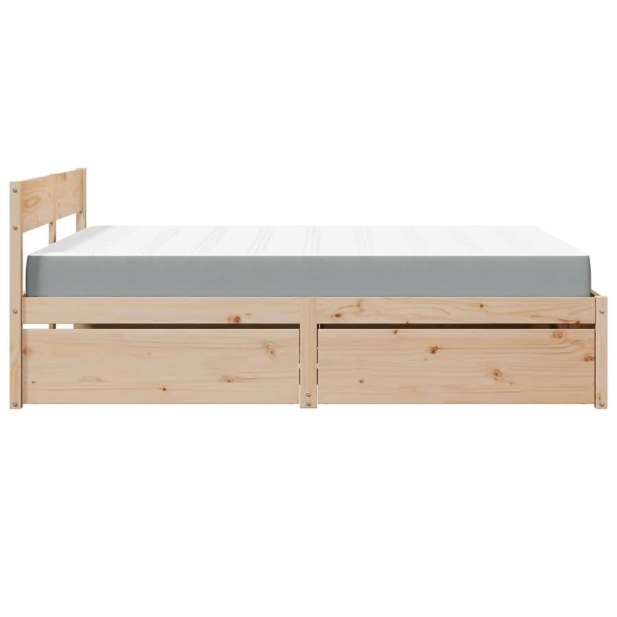 Lit avec tiroirs et matelas 140x200 cm bois massif de pin - 5