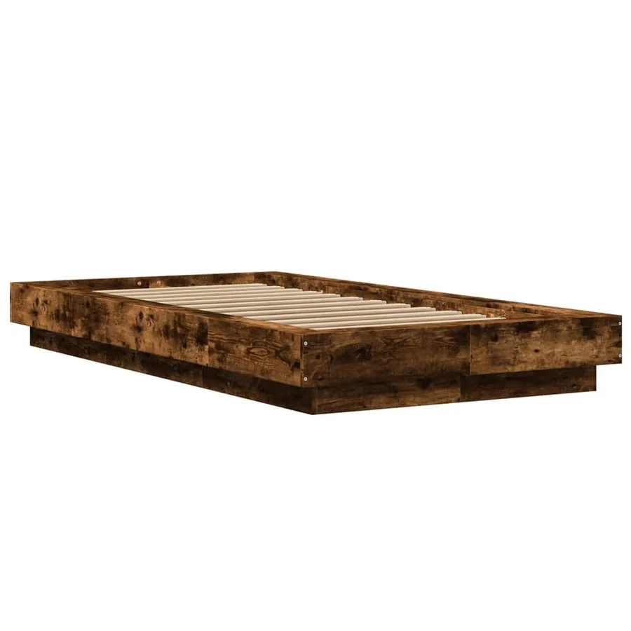 Cadre de lit et lumières LED sans matelas chêne fumé 90x200 cm - 3
