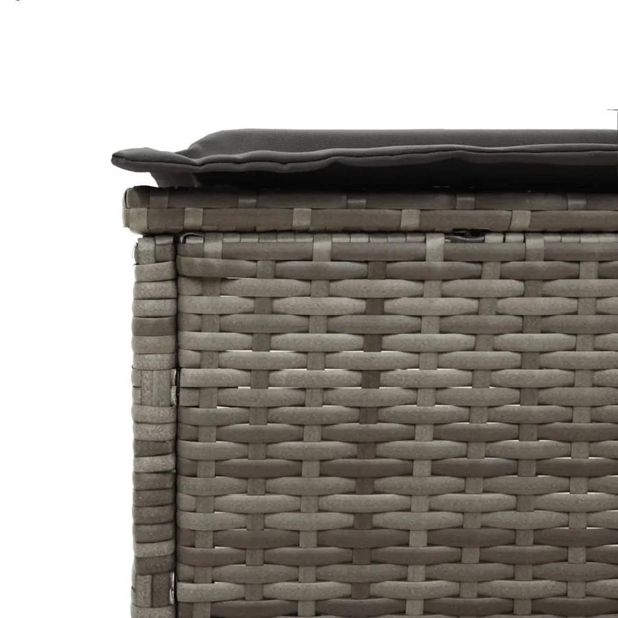 Chaise longue avec coussin gris résine tressée - 9