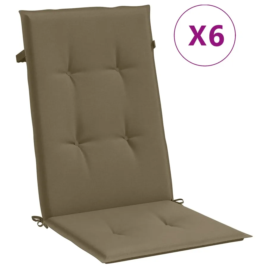 Coussins de chaise à dossier haut lot de 6 taupe mélangé tissu - 2