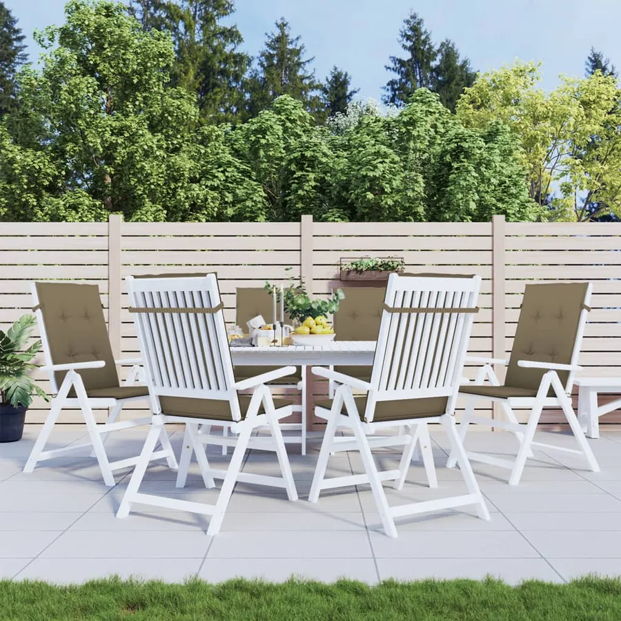 Coussins de chaise à dossier haut lot de 6 taupe mélangé tissu - 3