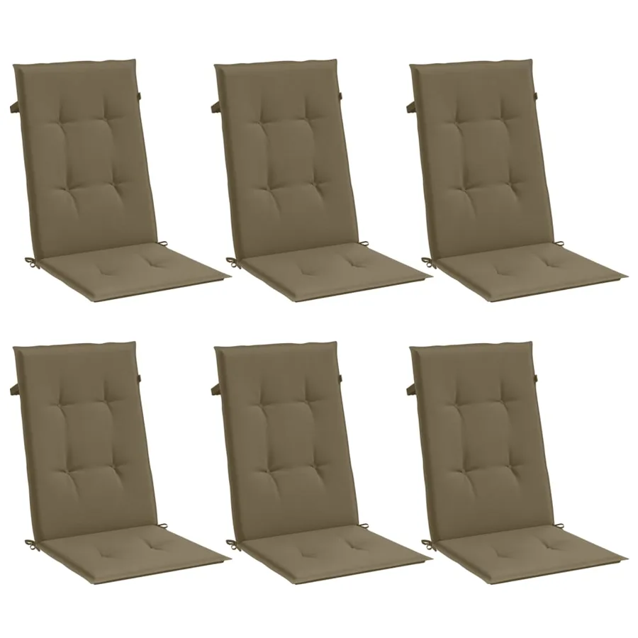 Coussins de chaise à dossier haut lot de 6 taupe mélangé tissu - 4