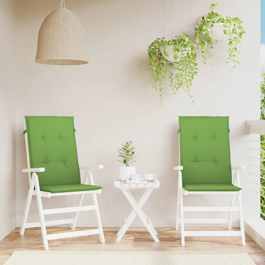 Coussins de chaise à dossier haut lot de 2 vert mélangé tissu - 3