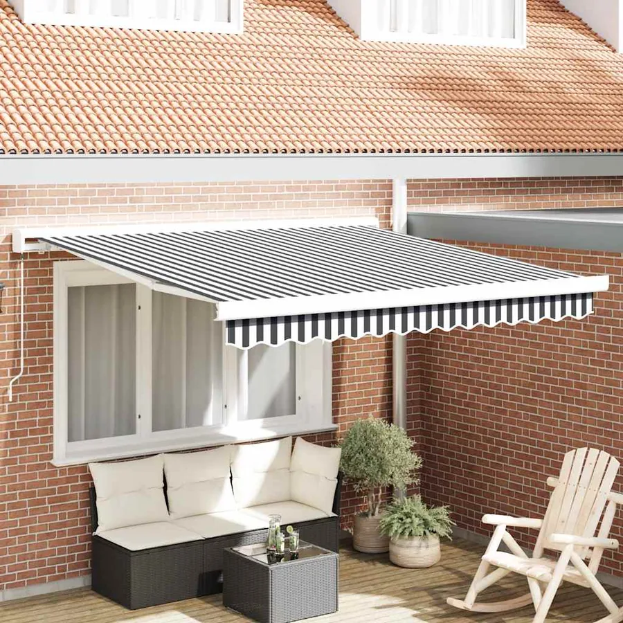 Auvent rétractable anthracite/blanc 3x2,5 m tissu et aluminium