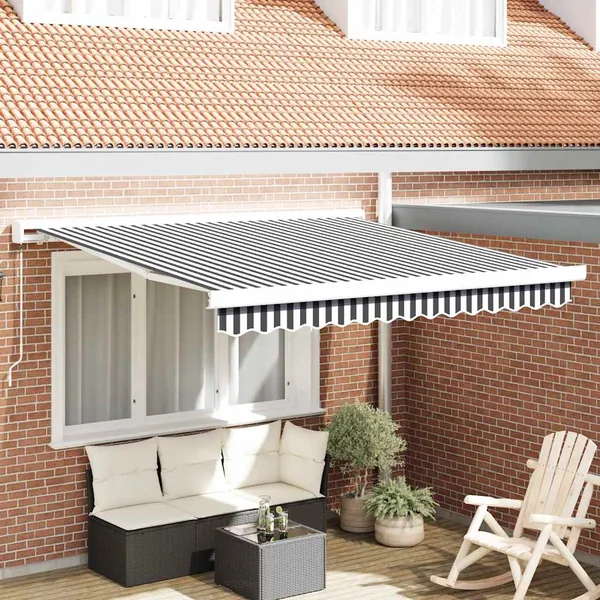 Auvent rétractable anthracite/blanc 3x2,5 m tissu et aluminium