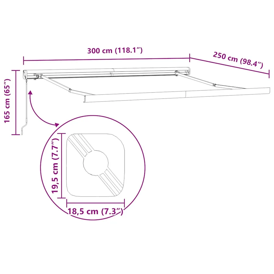 Auvent rétractable anthracite/blanc 3x2,5 m tissu et aluminium - 13