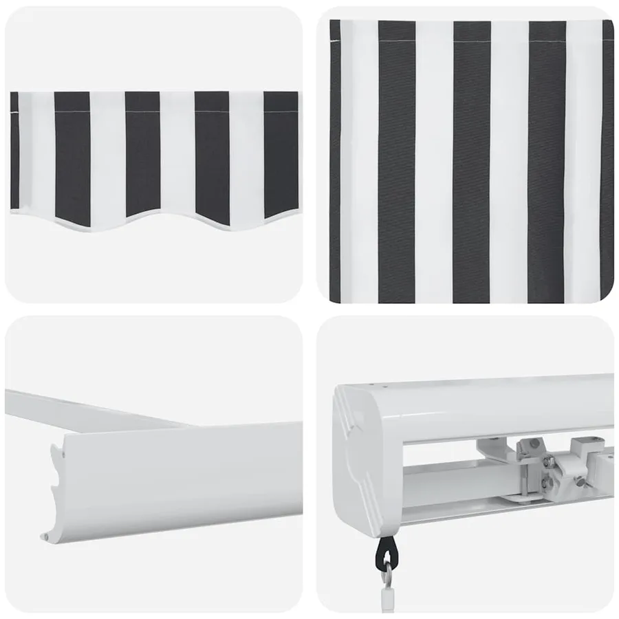 Auvent rétractable anthracite/blanc 3x2,5 m tissu et aluminium - 9