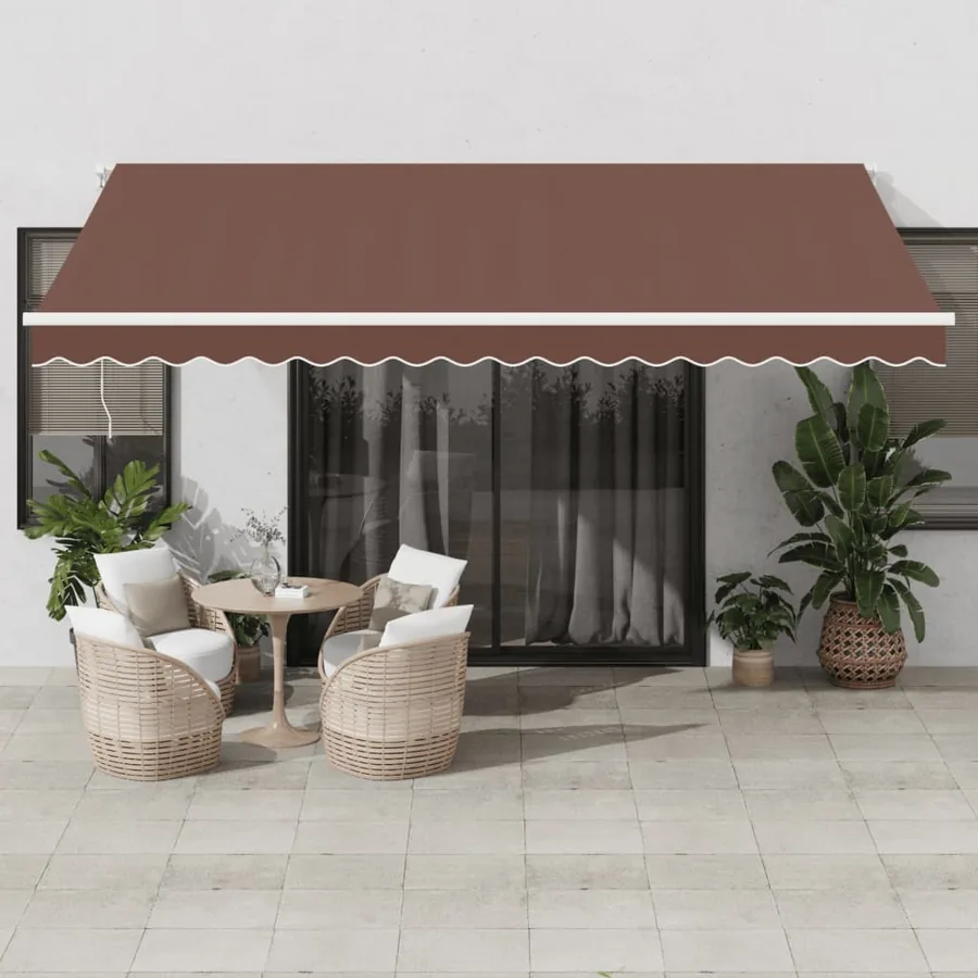 Auvent rétractable automatique avec LED marron 450x350 cm