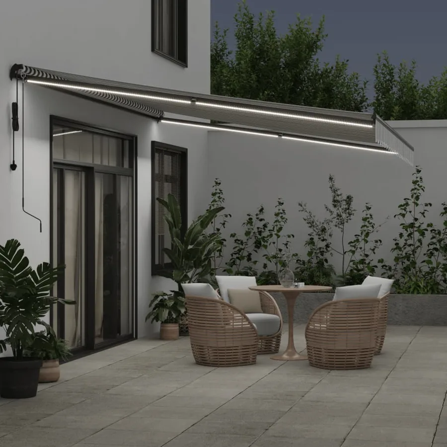 Auvent rétractable automatique avec LED anthracite et blanc - 3