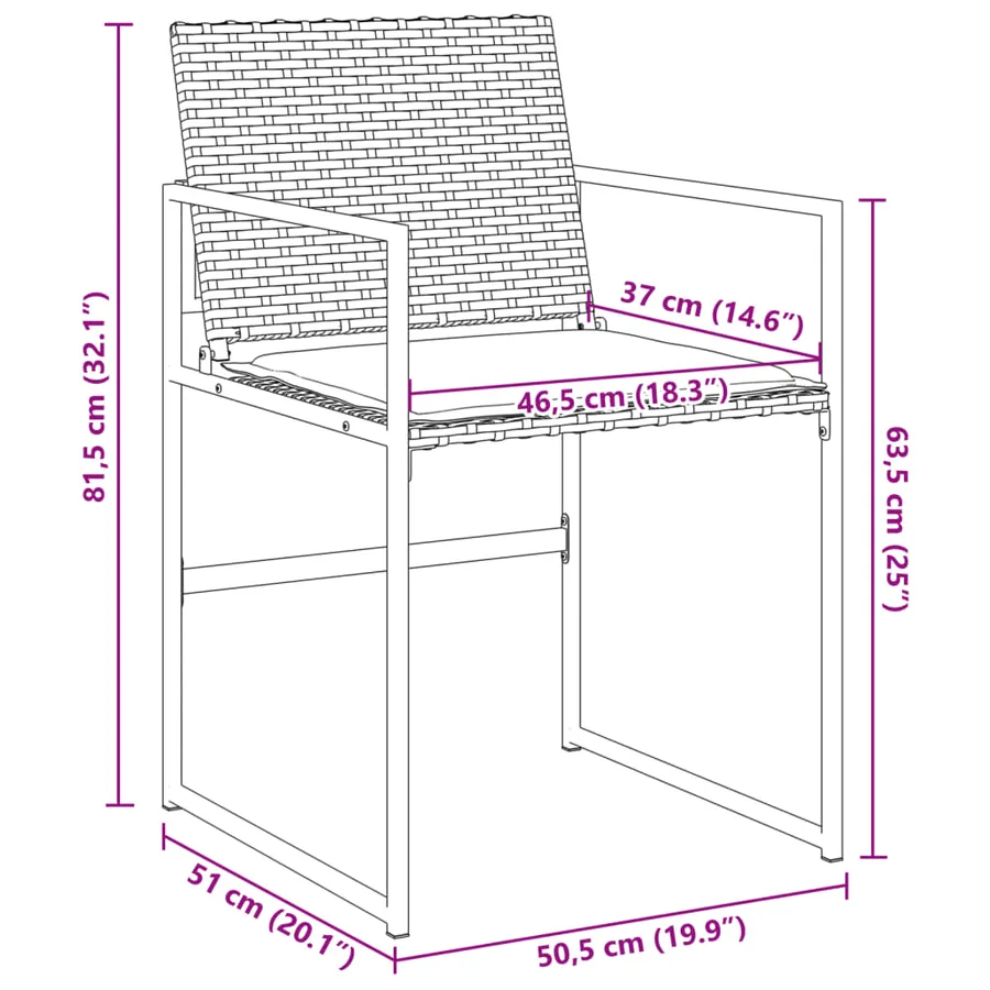 Chaises de jardin lot de 4 avec coussins noir résine tressée - 11