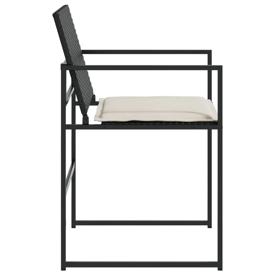 Chaises de jardin lot de 4 avec coussins noir résine tressée - 6