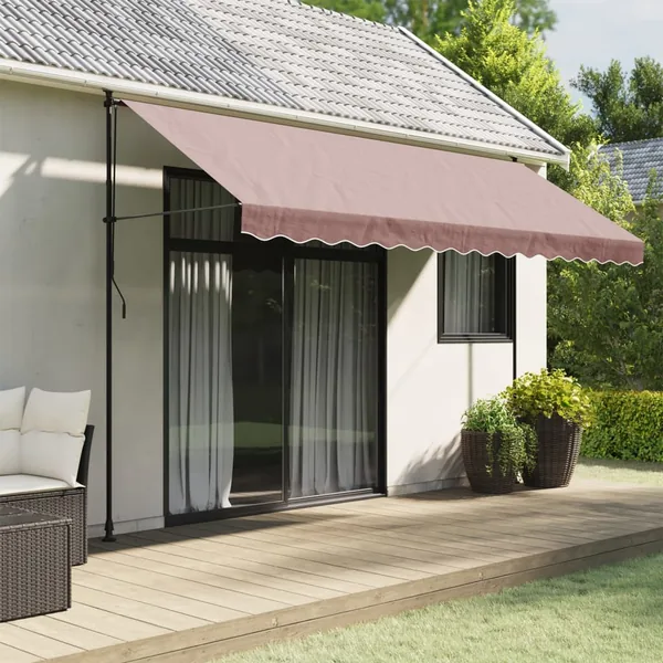 Tissu de remplacement de cantonnière d’auvent rayure marron 4 m