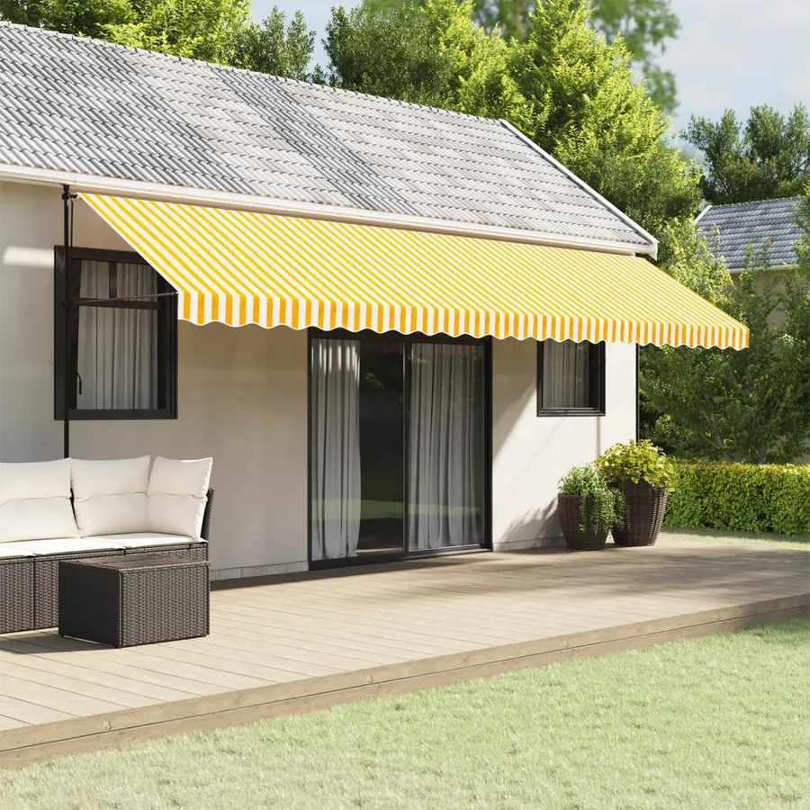 Tissu de remplacement de cantonnière d’auvent jaune blanc 6 m