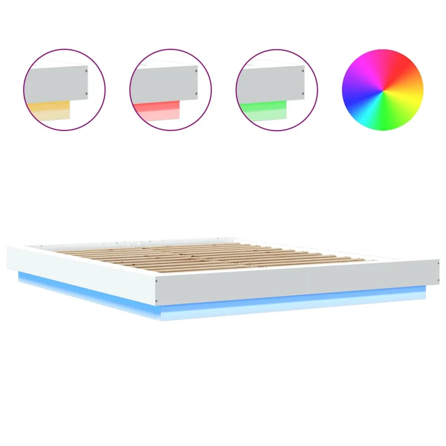 Cadre de lit avec lumières LED sans matelas blanc 150x200 cm - 8