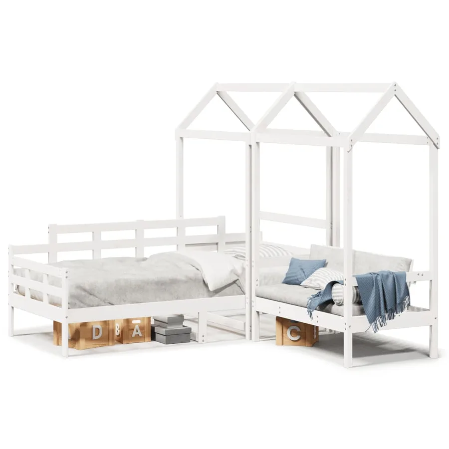 Ensemble de lit de jour et de banc et toit sans matelas blanc - 2