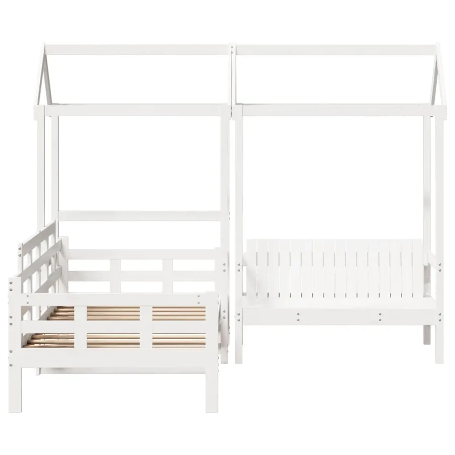 Ensemble de lit de jour et de banc et toit sans matelas blanc - 4