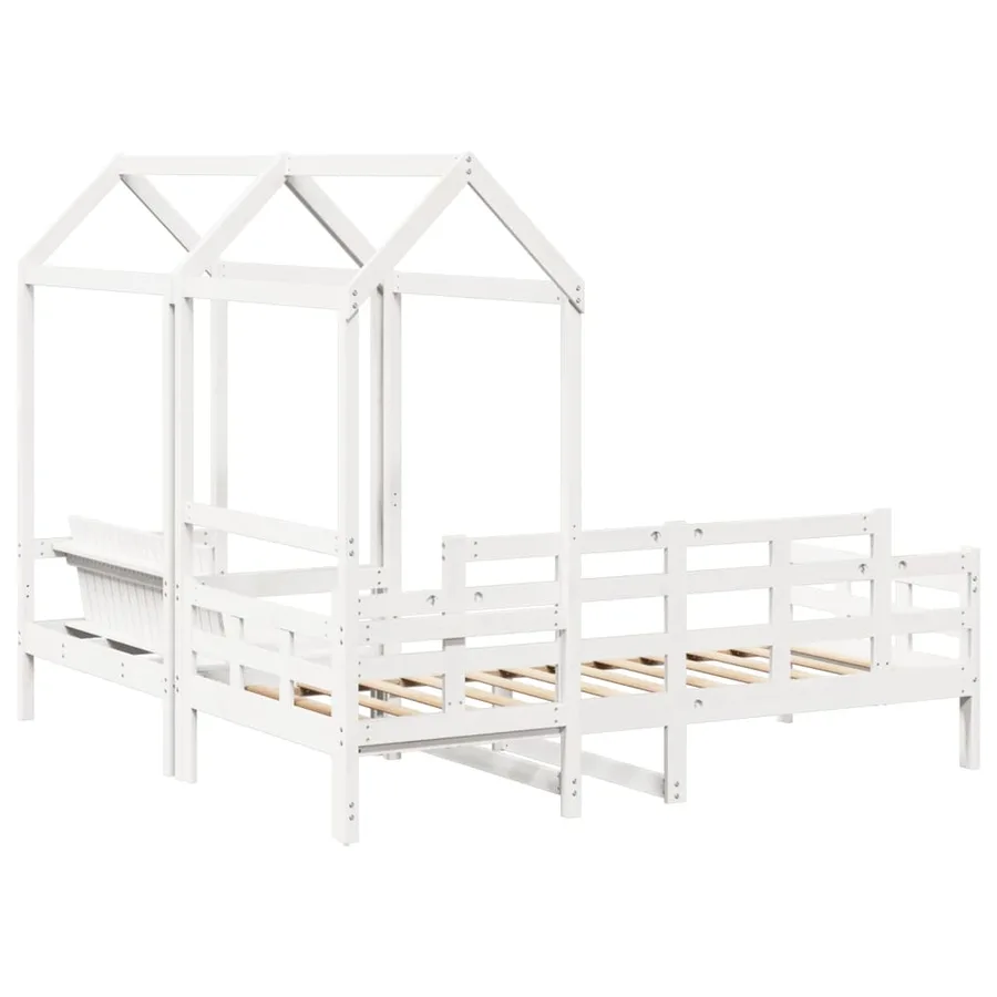 Ensemble de lit de jour et de banc et toit sans matelas blanc - 9