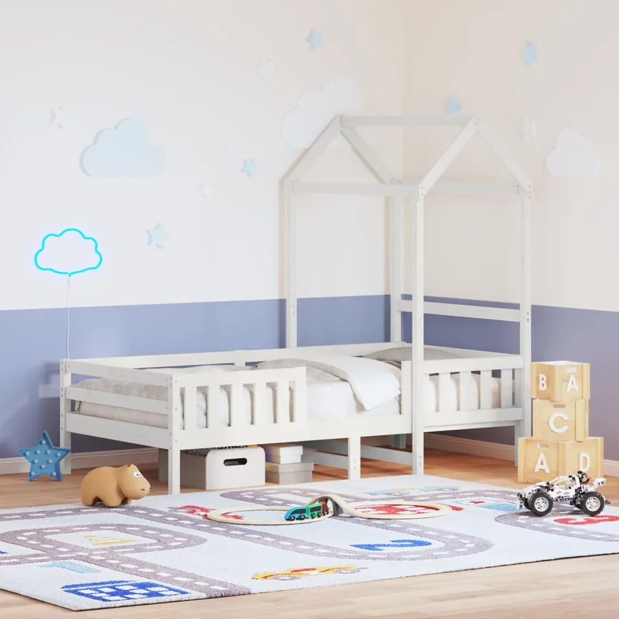 Cadre de lit avec toit sans matelas blanc 75x190 cm