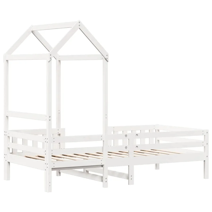 Cadre de lit avec toit sans matelas blanc 75x190 cm - 9