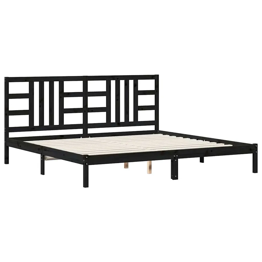 Cadre de lit sans matelas noir 200x200 cm bois massif - 2