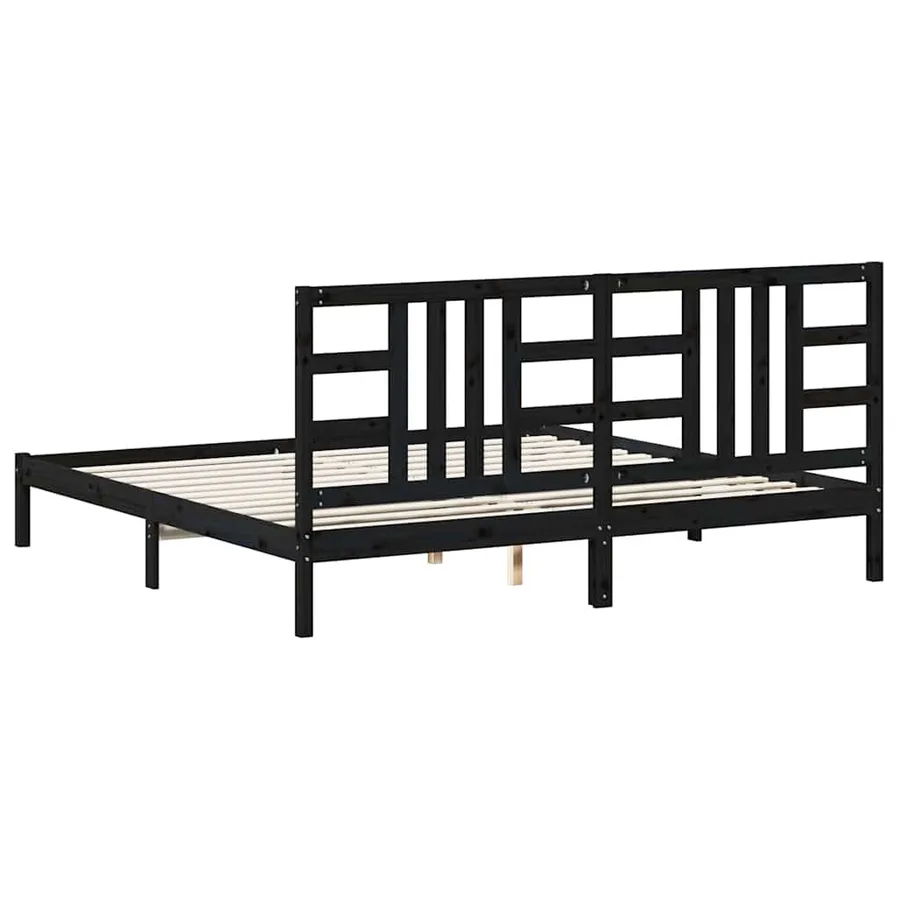 Cadre de lit sans matelas noir 200x200 cm bois massif - 5