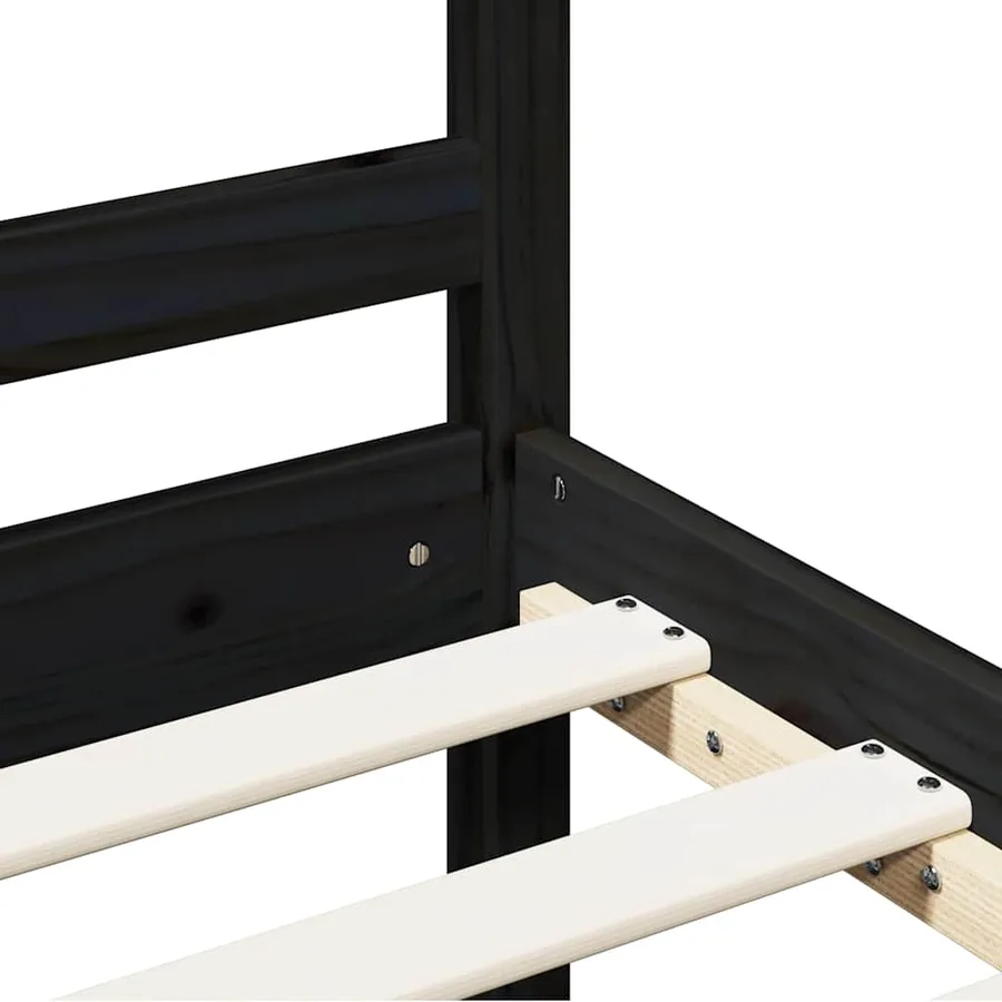 Cadre de lit sans matelas noir 200x200 cm bois massif - 7