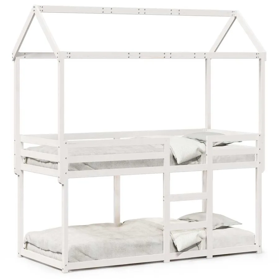 Lit superposé sans matelas blanc 80x200 cm bois de pin massif - 2