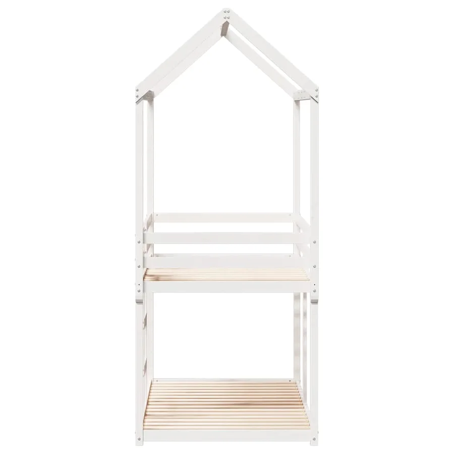 Lit superposé sans matelas blanc 80x200 cm bois de pin massif - 7