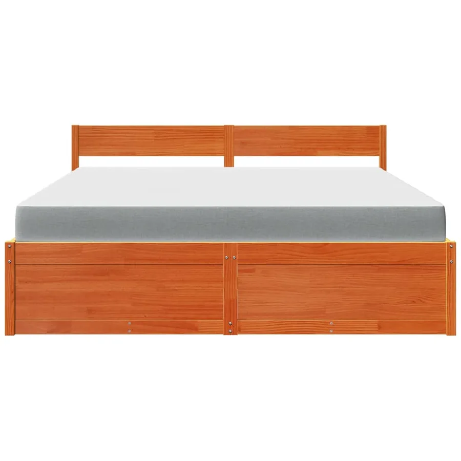 Lit avec tiroirs/matelas cire marron 180x200 cm bois massif pin - 4