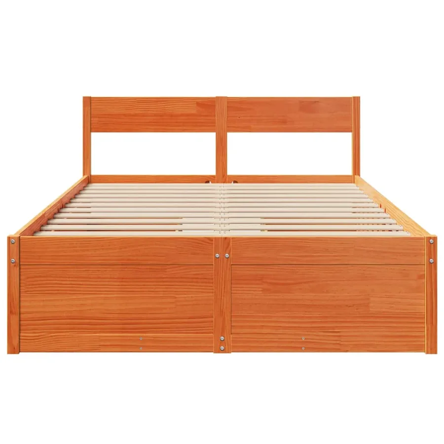 Cadre de lit sans matelas cire marron 140x190cm bois pin massif - 4