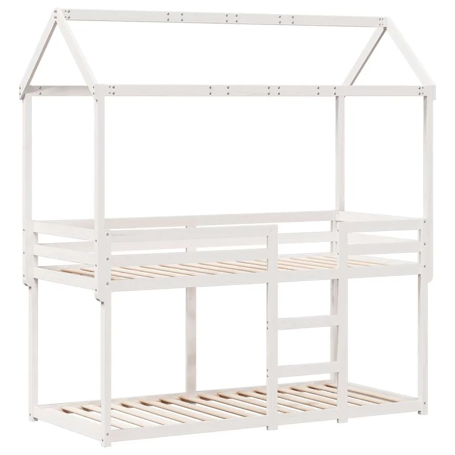 Lit superposé sans matelas blanc 90x200 cm bois de pin massif - 3